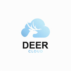 deer cloud simple logo in negative space
