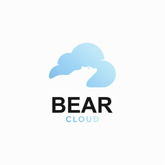 bear cloud simple logo in negative space