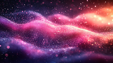 Vibrant gradient of pink and purple with sparkling particles creating dreamy effect