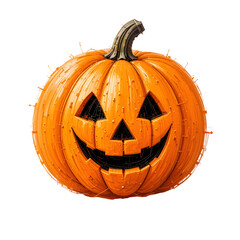 Festive Textured Smiley Pumpkin on White Background