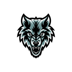 Fototapeta premium wolf head design logo illustration on white background