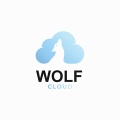 wolf cloud simple logo in negative space