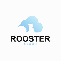 rooster cloud simple logo in negative space