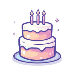 Vector icon of a two tier cake with candles