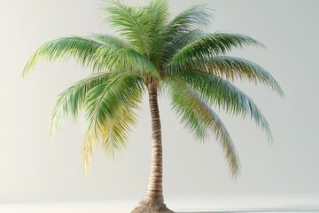 Obraz premium Isometric 3D Rendering of a Coconut Tree on White Background