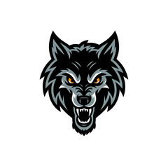 wolf head illustration design logo on white background
