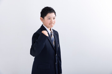 ガッツポーズする中学生 　student