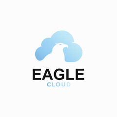 eagle cloud simple logo in negative space