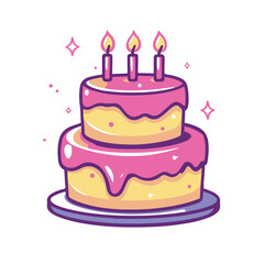 Vector icon of a two tier cake with candles