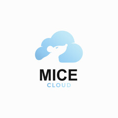 mouse cloud simple logo in negative space