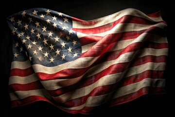 Distorted American Flag Portrait Photography - AI Art