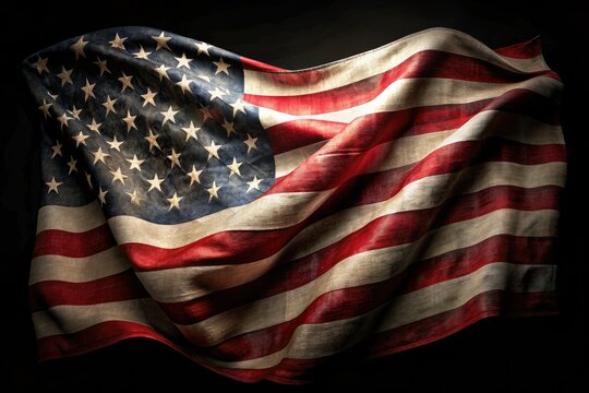 Distorted American Flag Portrait Photography - AI Art