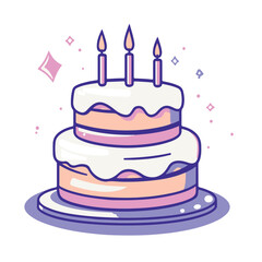 Vector icon of a two tier cake with candles