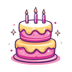 Vector icon of a two tier cake with candles