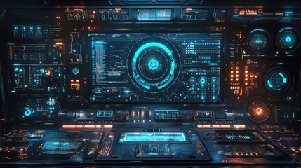 Futuristic interface with advanced network security protocols and digital protection