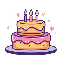 Vector icon of a two tier cake with candles