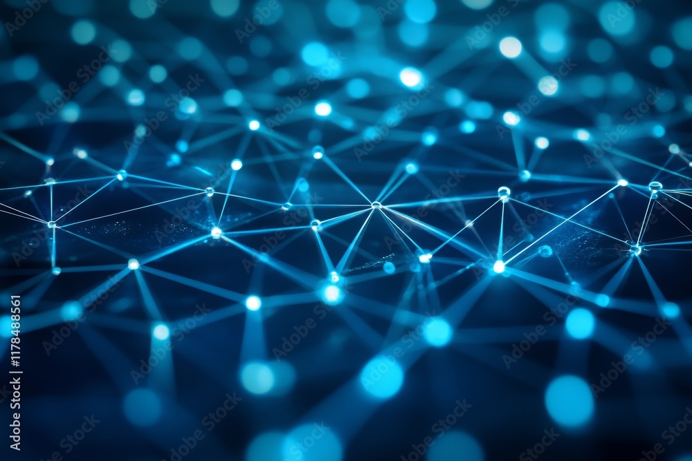 Aufkleber isometric data visualization with points and connections in blue color scheme for tech and data anal