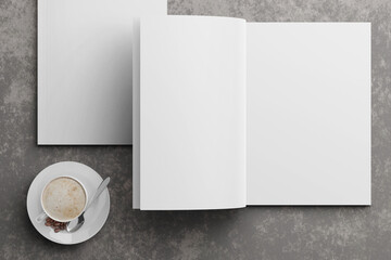 Blank open and close magazine mockup
