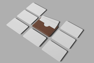 Blank multiple card with wallet from right angle view