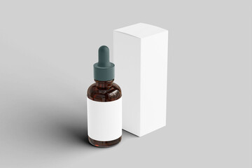 Blank dropper with box mockup from left angle view