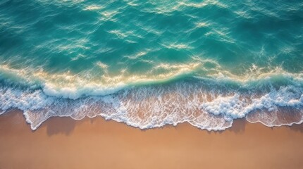 Top-Down Drone Capture of Ocean Waves Glowing Under Golden Hour Light