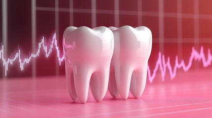 Teeth with financial graph, symbolizing rising dental costs