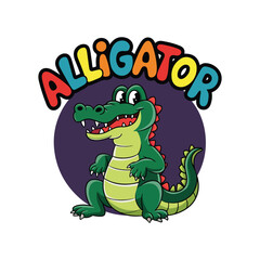 Alligator vector, t-shirt Design, Cartoon  Alligator vector art illustration