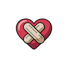 broken heart vector, and Injury heart Adhesive Bandage vector, design element