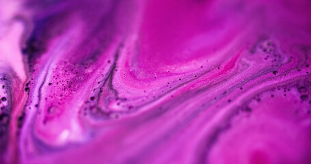 Bubble fluid mix. Glitter ink wave. Defocused magenta pink purple color oil texture paint mix flow swirl abstract art background.