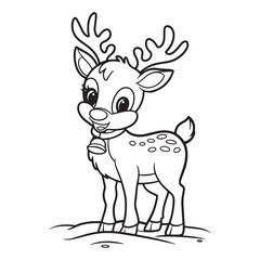Cute deer vector outline illustration
