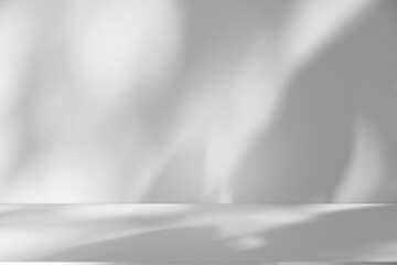 Wall interior background, studio and backdrops show products.with shadow from window color white and grey. background for text insertion and presentation product	