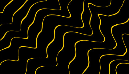 black and yellow abstract warped vector stripes pattern background