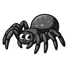 Spider vector, cartoon spider black color vector, and illustration