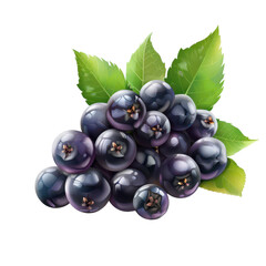 Fototapeta premium Fresh cluster of juicy blackberries with vibrant green leaves, perfect for illustrating healthy eating or natural food concepts.
