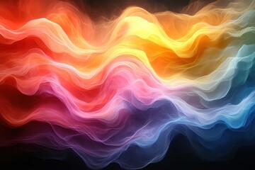 Obraz premium Colorful abstract waves flowing on dark background, ideal for digital art.