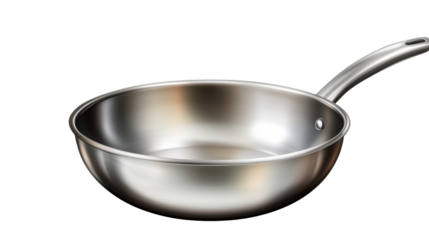 stainless steel pan isolated on white background 