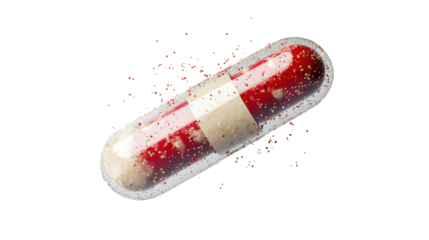 red pills isolated on white background