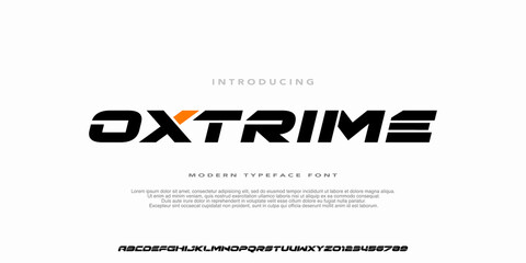 Modern Futuristic Typeface Font,Bold Alphabet Strong Heavy Style.design for technology, digital, movie,brand, sport,logo.Vector Illustration