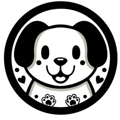 モノクロのシンプルで可愛い犬のイラスト