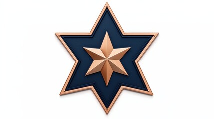 Obraz premium A stylized star emblem featuring a copper-colored star on a dark blue background, symbolizing achievement and recognition.