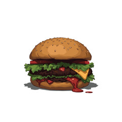 Surreal and Creepy Anime Style Illustration of a Burger