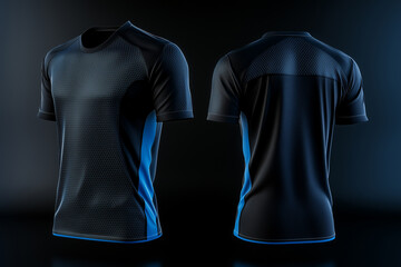black and blue jersey template for team club, jersey sport, front and back, Tshirt mockup sports jersey template design for football soccer, racing, gaming, sports jersey