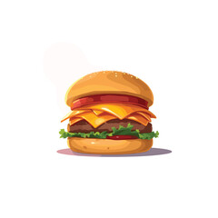 Anime Style Illustration of a Burger on a White Background