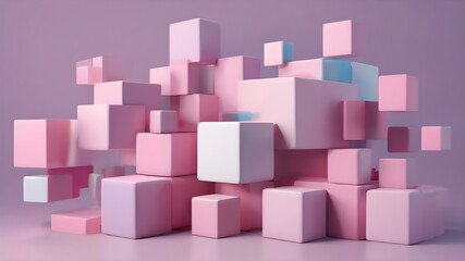 Obraz premium Abstract 3d rendering of geometric shapes. Composition with squares. Cube design. Modern background for poster, cover, branding, banner, placard.