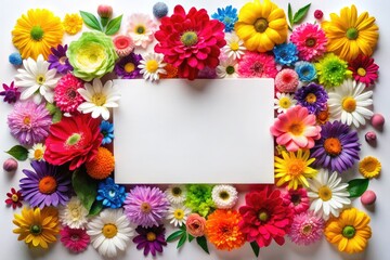 Elegant Paper Rectangle, Floral Arrangement, AI Art