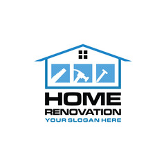 home renovation logo design element vector template