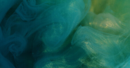 Glitter twirl. Defocused mist vortex. Blue colorful glowing steam texture ink floating paint mix...
