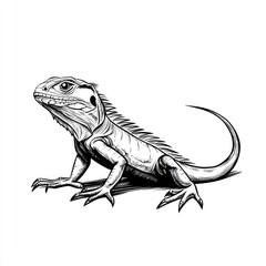 Obraz premium Intricate Line Drawing of a Majestic Iguana