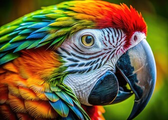 Obraz premium Endangered Macaw Portrait - Extreme Close-Up Tropical Bird