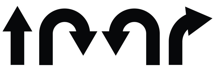 U turn arrow symbol icon set. Direction Icon Set . u turn arrow vector illustration eps 10.